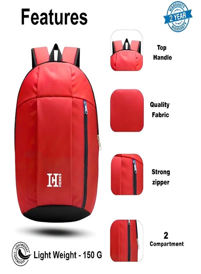 H-HEMES 12L Backpack for School, College, Office & Travel | Lightweight 2 Compartment for Men & Women (Red) - Image 4